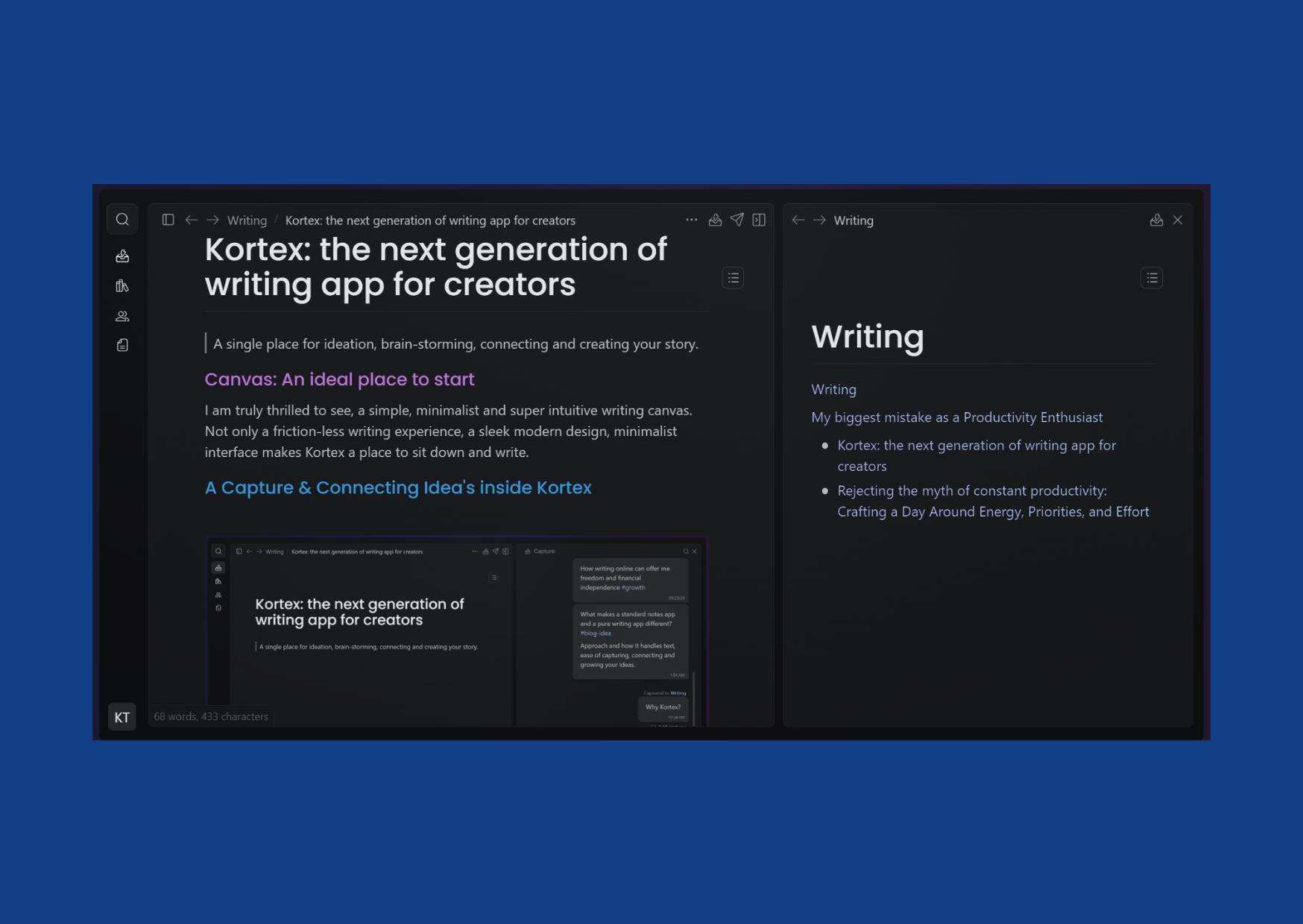 Best note-taking app for creators: Kortex